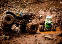 fun in the mud with my boy's toy monster trucks