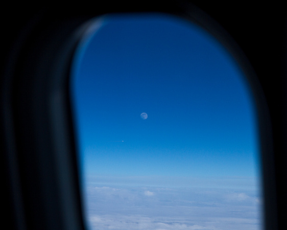 Moon rise seen from the flight