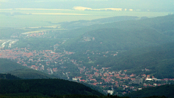 View of Wernigerode through the clouds (Castle about middle)